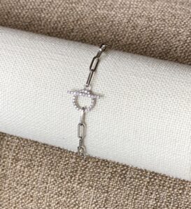 SOLD White gold paperclip chain bracelet - POR