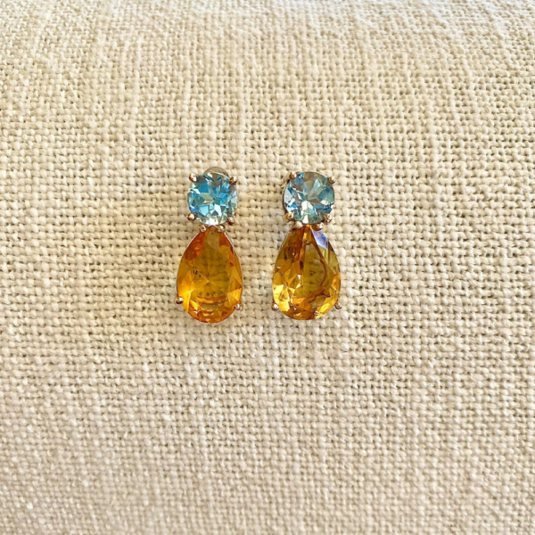 Citrine and Sky Blue topaz Earrings
