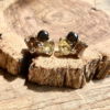 0,66ct Earrings with Black Diamonds, Cognac Tourmalines and Limestone Quartz