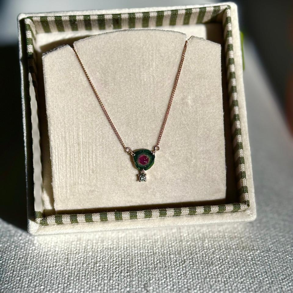 Watermelon tourmaline pendant