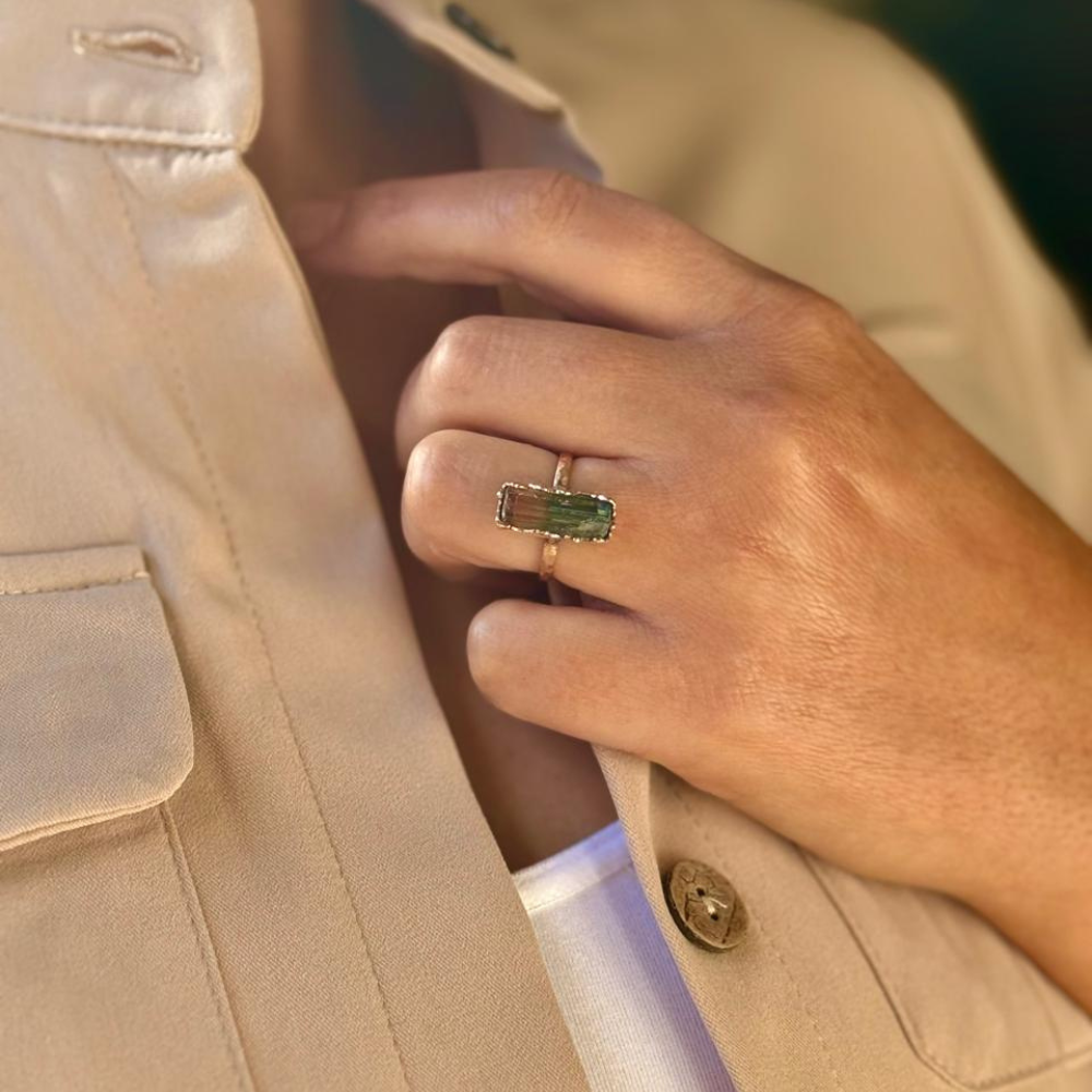 Watermelon tourmaline Ring