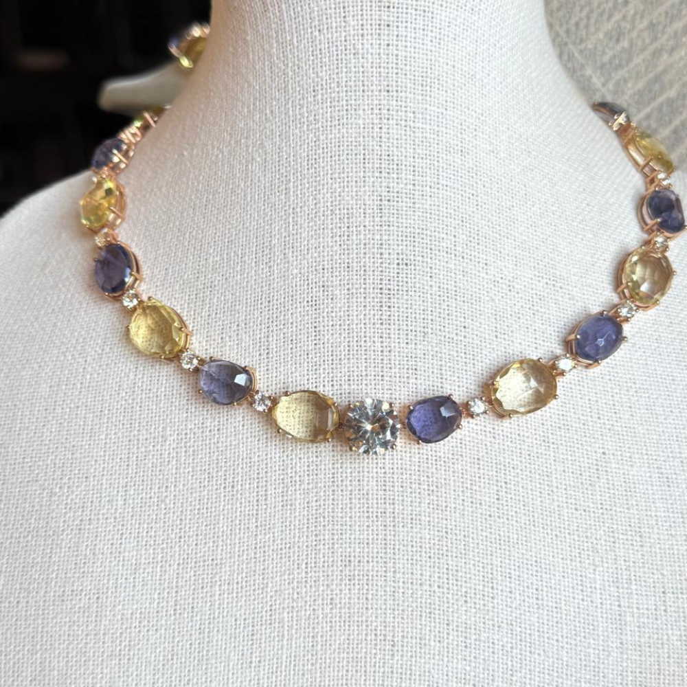 Lemon Quartz & Iolite Pendant