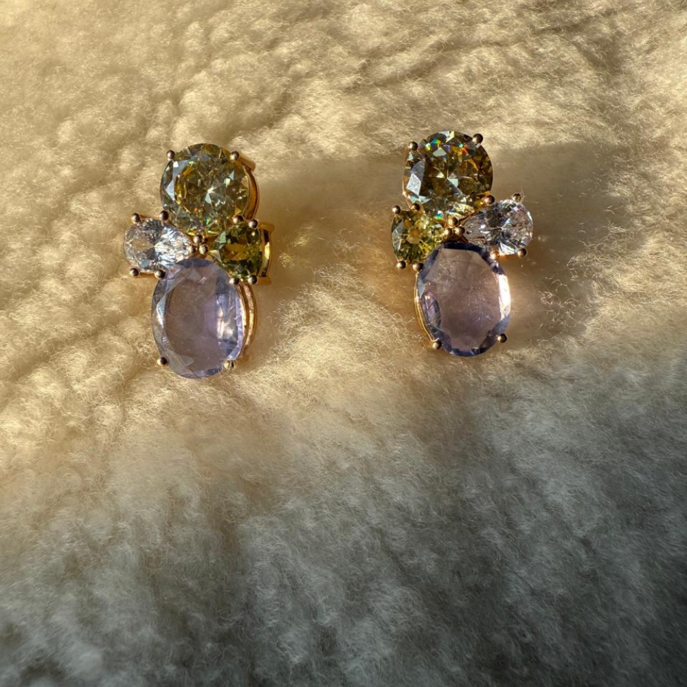 Lemon Quartz & Iolite Earrings