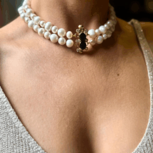 Nsele Choker — Freshwater Pearls & Black Spinel